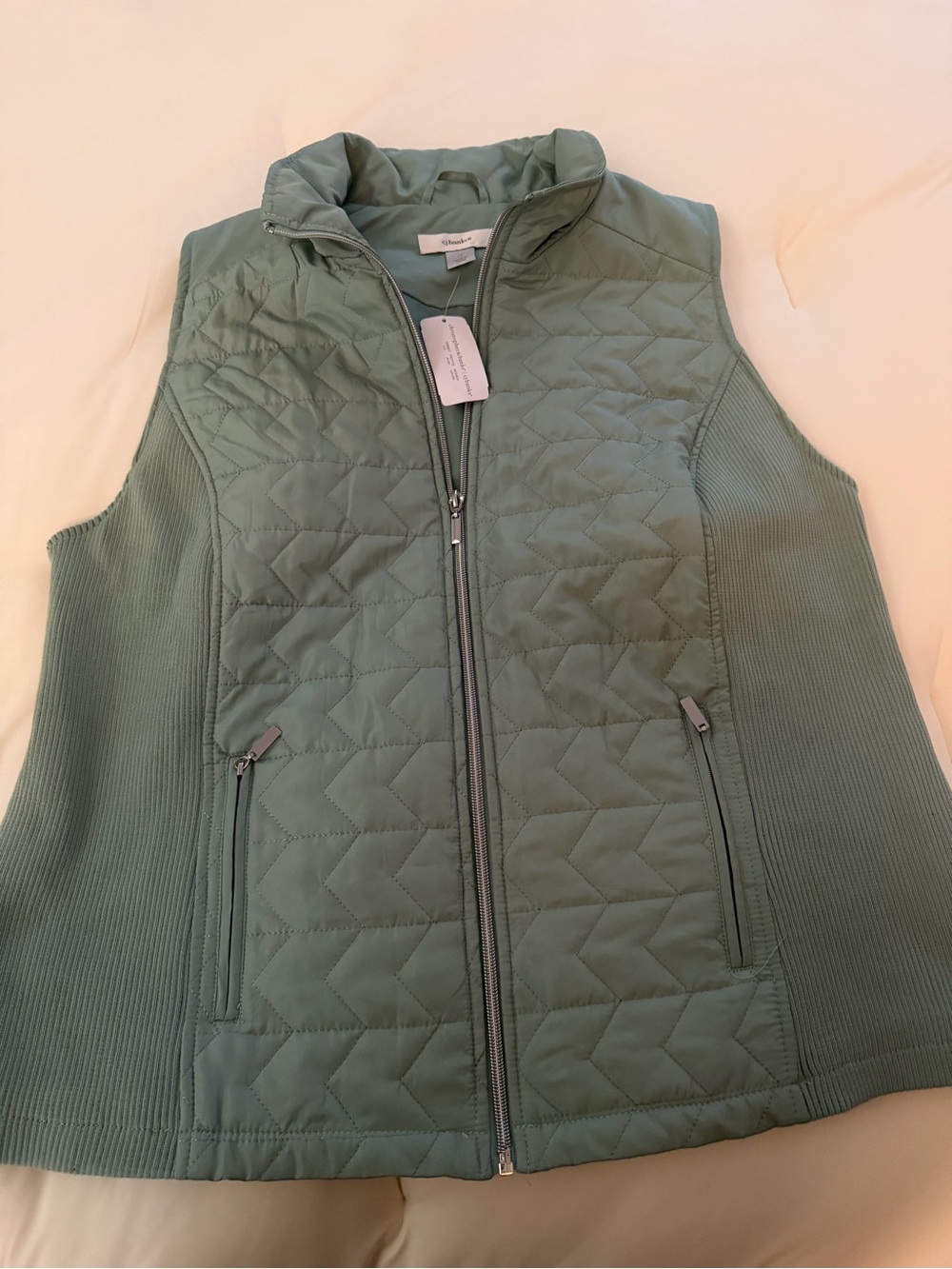 Christopher & Banks Quilted Vest in Sage Green